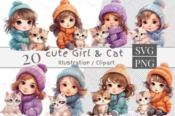 20 Cute Girl Cliparts: Graphics & Illustrations