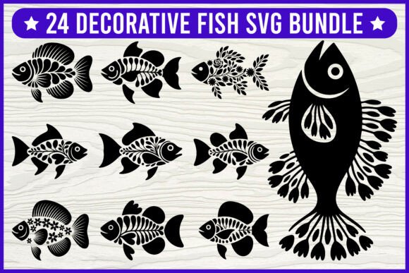 24 Decorative Fish SVG Bundle: Graphics & Illustrations for Editorial Impact