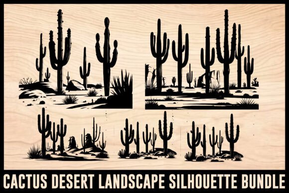 Cactus Desert Landscape Set: Graphics & Illustrations