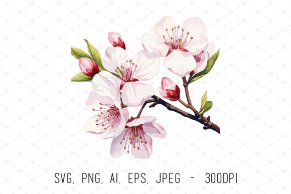 Cherry Blossom Flower Clipart: Graphics & Illustrations