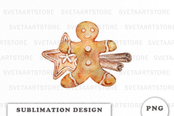 Christmas Gingerbread Sublimation PNG: Graphics & Illustrations