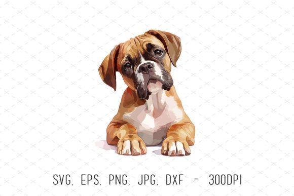 Cute Boxer Dog Watercolor Clipart PNG: Graphics & Illustrations for Warm, Handmade Branding
