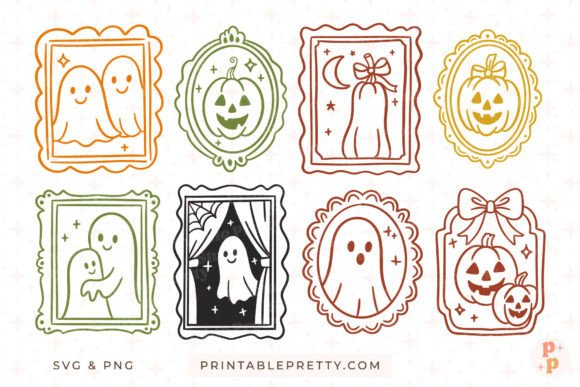 Cute Halloween Doodle Frames SVG PNG Graphics & Illustrations