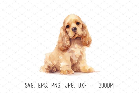 Cute Puppy Dog Cocker Spaniel Clipart: Graphics & Illustrations