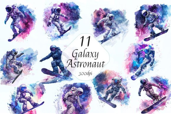 Funny Space Galaxy Astronaut Clipart PNG: Graphics & Illustrations
