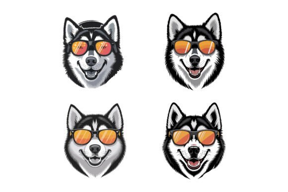 Funny Wolf Head Silhouette Vector Bundle: Graphics & Illustrations