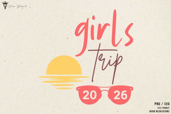 Girls Trip 2026 SVG PNG Sunset Beach Graphics