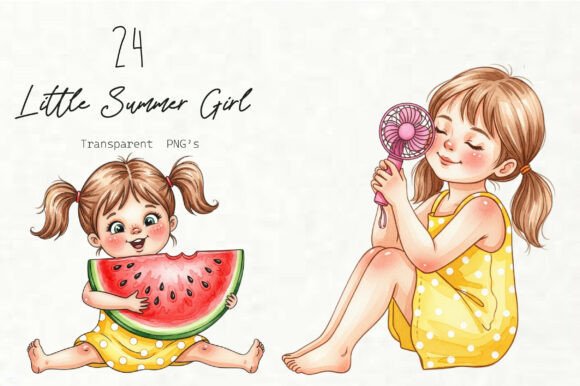 Little Summer Girl PNG Clipart: Graphics & Illustrations for Sellers