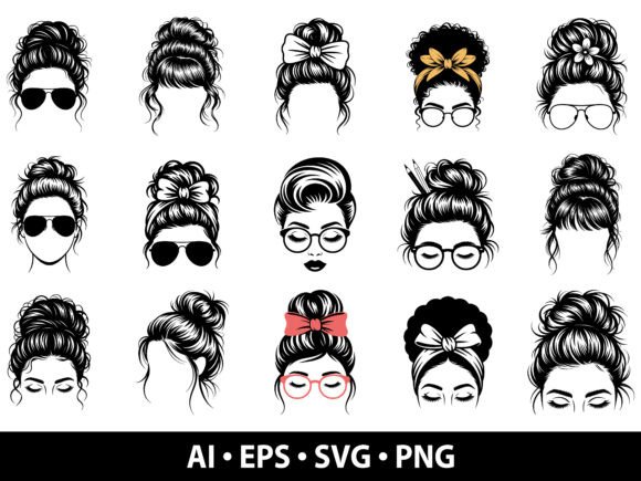 Messy Bun Hair SVG Bundle: Graphics & Illustrations for Warm, Approachable Branding