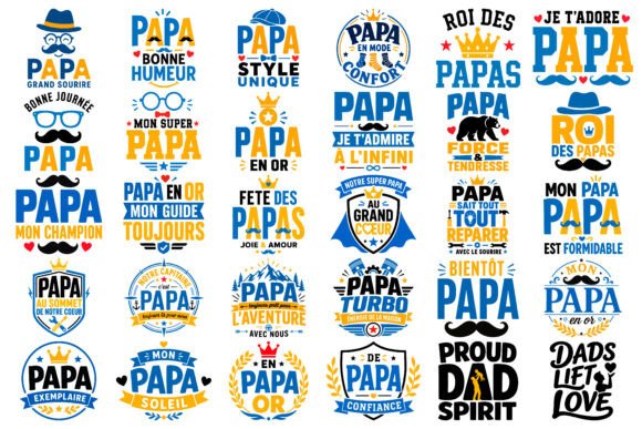 Multilingual Papa Typography Vector Bund: Graphics & Illustrations
