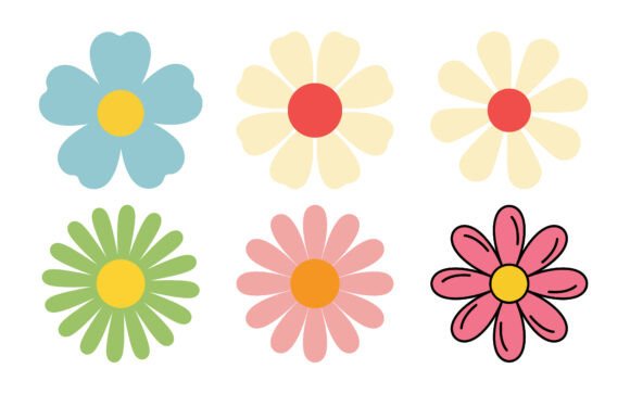 Pastel Retro Flower SVG PNG Design: Graphics & Illustrations