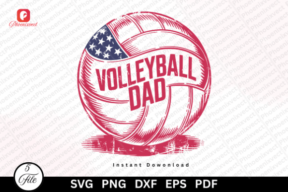Patriotic USA Flag Volleyball Dad SVG Graphics