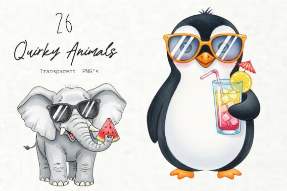 Quirky Summer Animals PNG: Graphics & Illustrations for Sellers