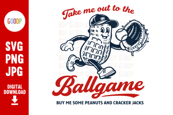 Retro Baseball Peanut Mascot SVG: Graphics & Illustrations