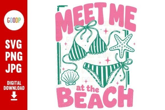 Retro Meet Me at the Beach Summer SVG Graphics