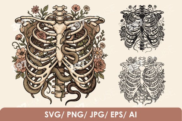 Snake Rib Cage SVG: Bold Illustrations & Graphics