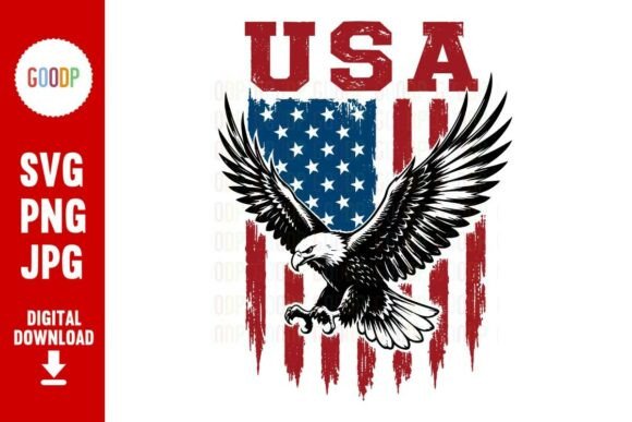 USA Flag Bald Eagle SVG Graphics & Illustrations