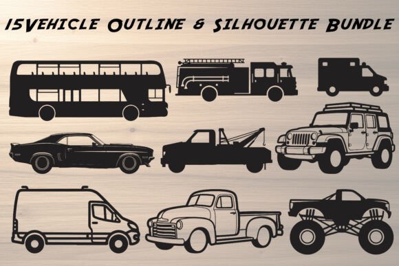 Vehicle Outline Silhouette Vector: Graphics & Illustrations for Real Projects