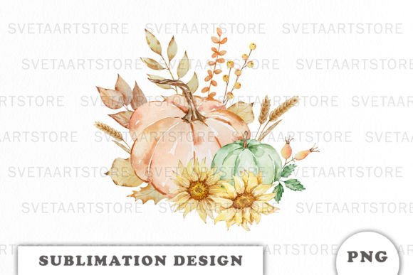 Watercolor Thanksgiving Sublimation PNG: Graphics & Illustrations