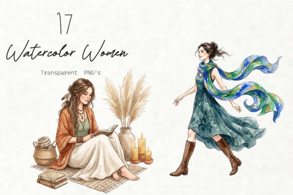 Watercolor Women Clipart: Handmade Graphics & Illustrations
